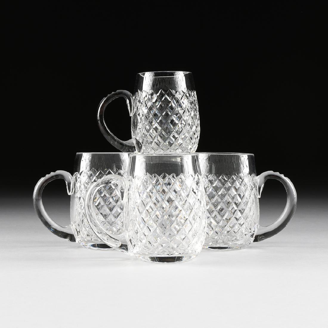A SET OF FOUR PRESS MOLDED CLEAR CRYSTAL DIAMOND (1 of 4)