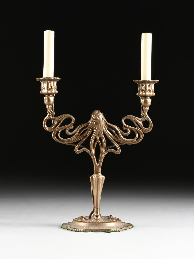 AN AMERICAN ART NOUVEAU STYLE PAINTED IRON TWO-LIGHT (1 of 6)