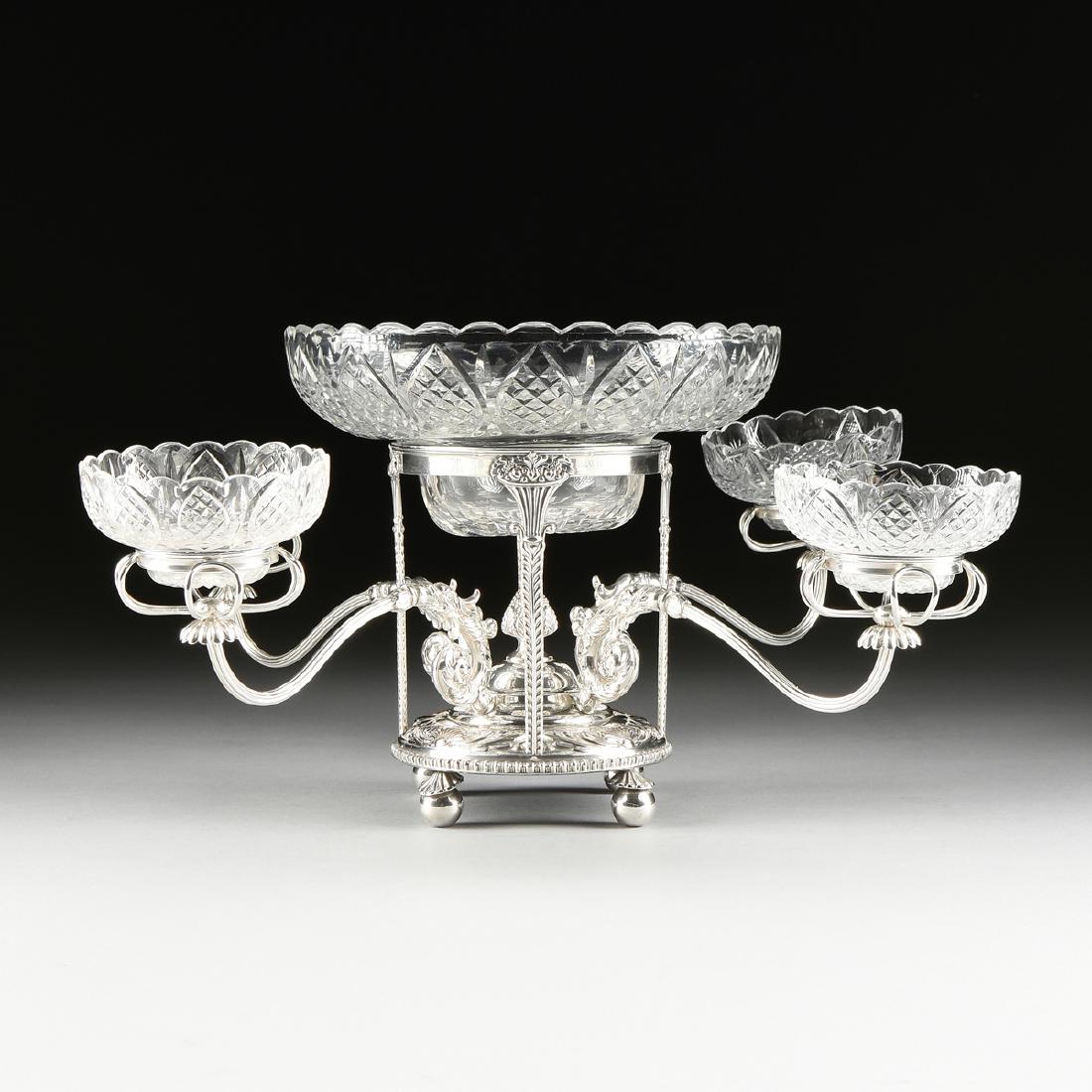 A LATE ENGLISH VICTORIAN SILVER PLATED AND CUT GLASS (1 of 10)