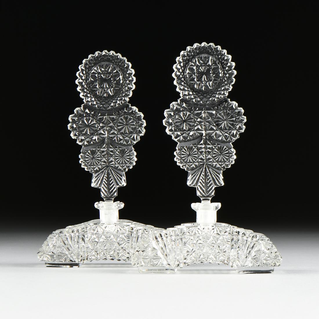 A PAIR OF CZECH ART DECO CUT CRYSTAL PERFUME DECANTERS (1 of 7)