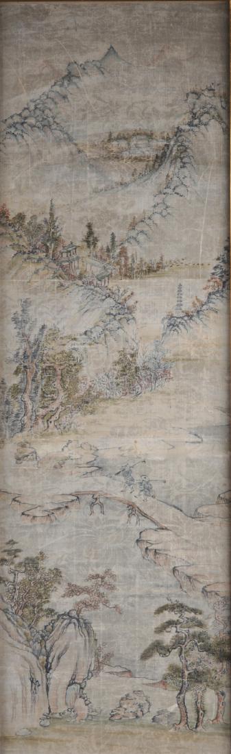 A FRAMED CHINESE WATERCOLOR ON SILK MOUNTAIN LANDSCAPE (1 of 6)