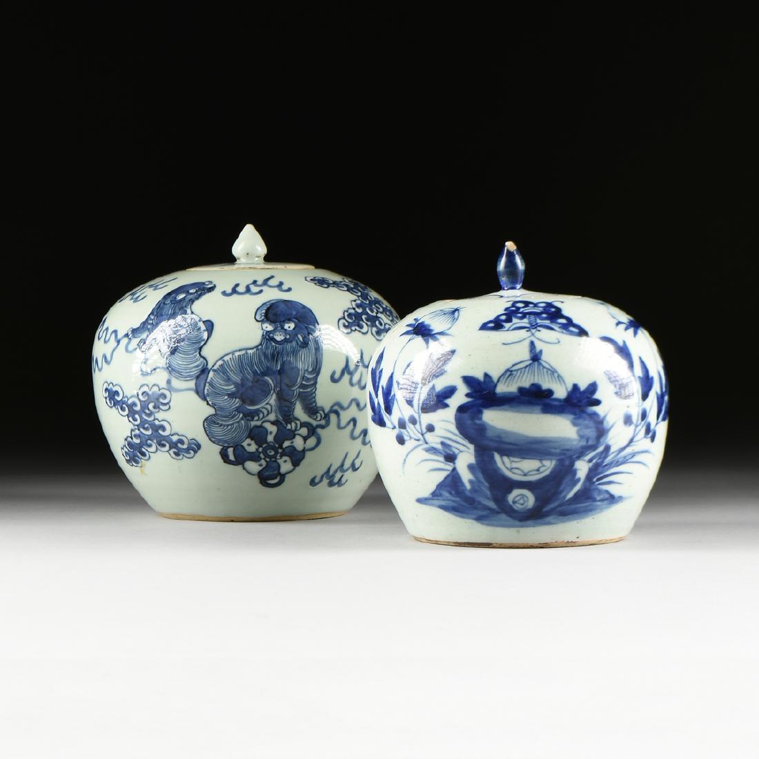 TWO CHINESE BLUE ENAMELED CELADON GROUND PORCELAIN (1 of 11)