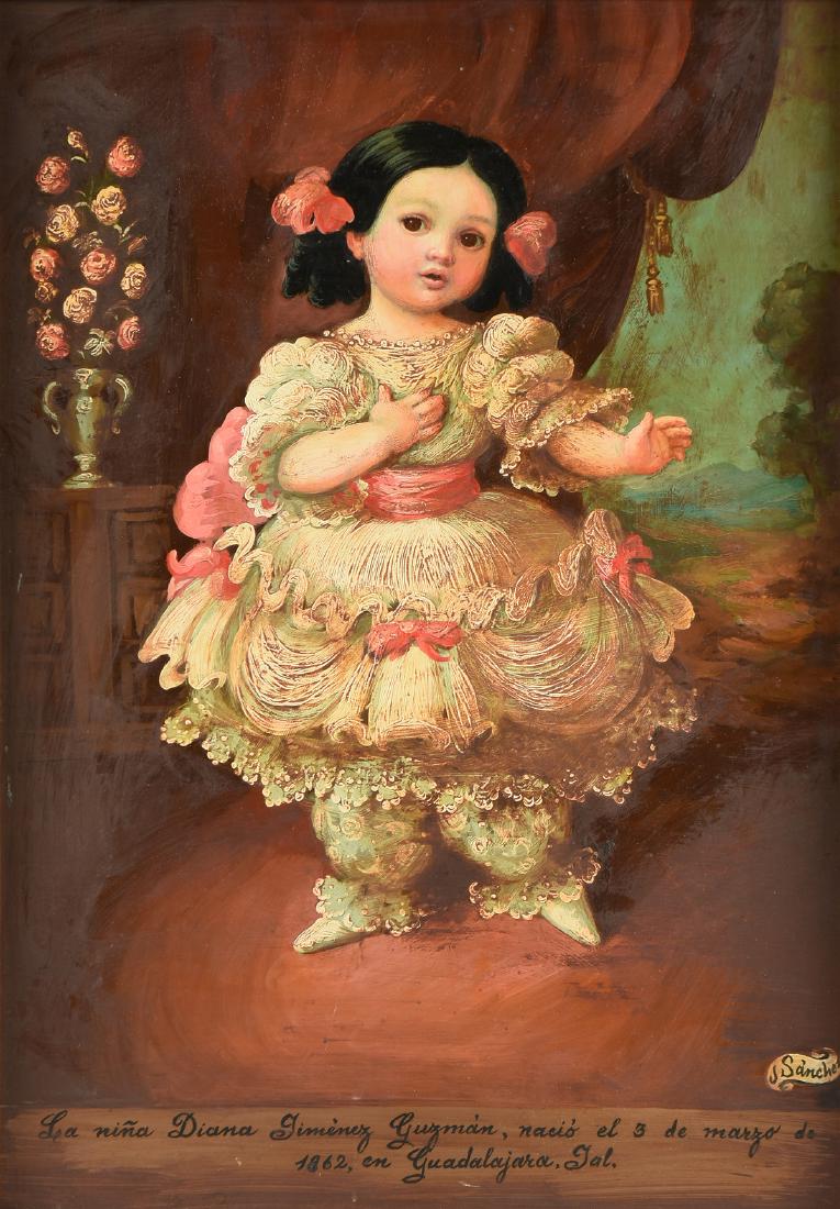 J. SANCHEZ (Mexico 20th Century) A PAINTING, "Portrait (1 of 13)