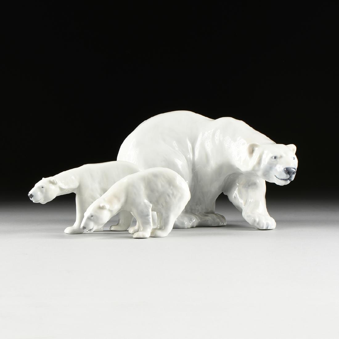 A GROUP OF THREE ROYAL COPENHAGEN PORCELAIN POLAR BEAR (1 of 14)