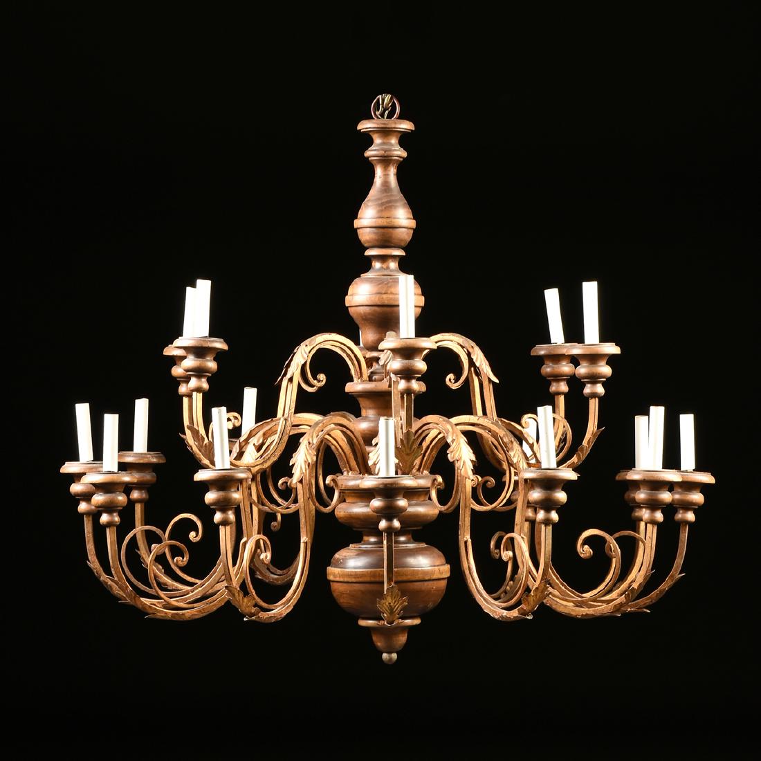 A MEDITERRANEAN STYLE WOOD AND GILT WROUGHT IRON (1 of 6)