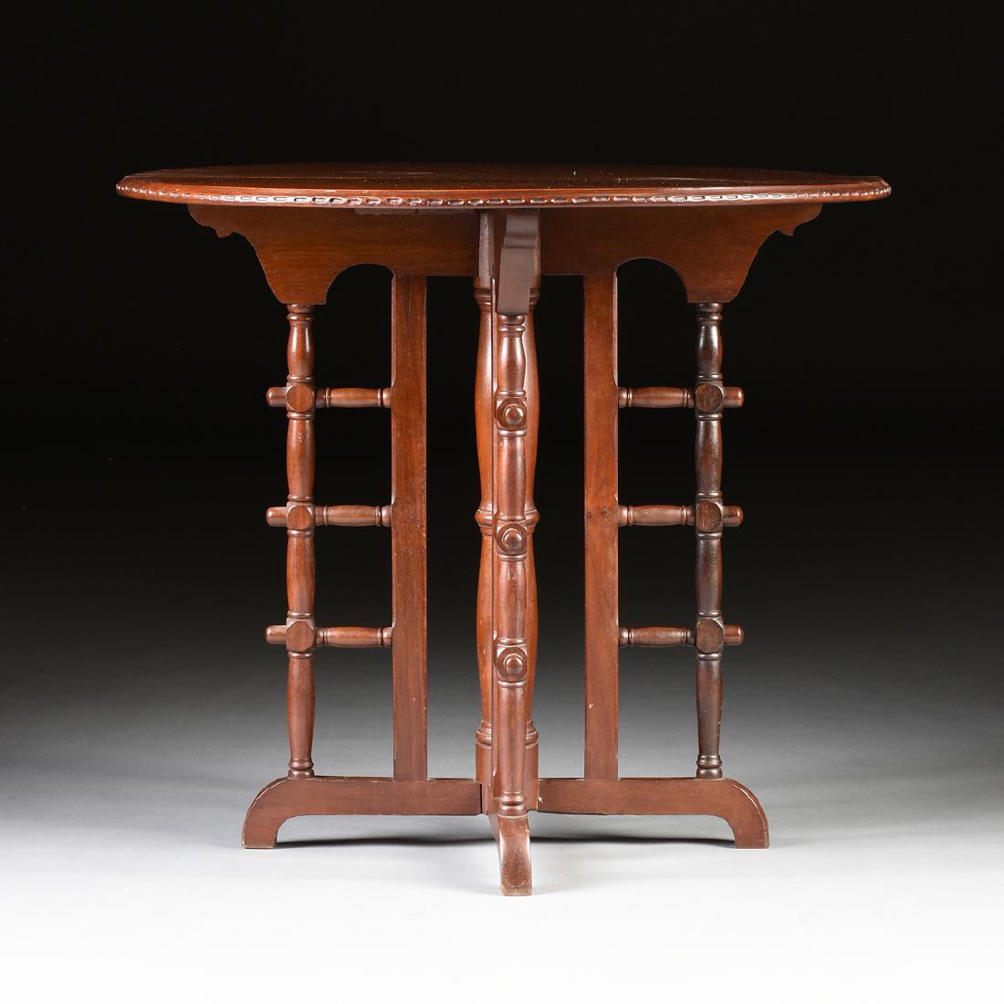 AN AESTHETIC TURNED MAHOGANY SUTHERLAND TABLE, LATE (1 of 7)