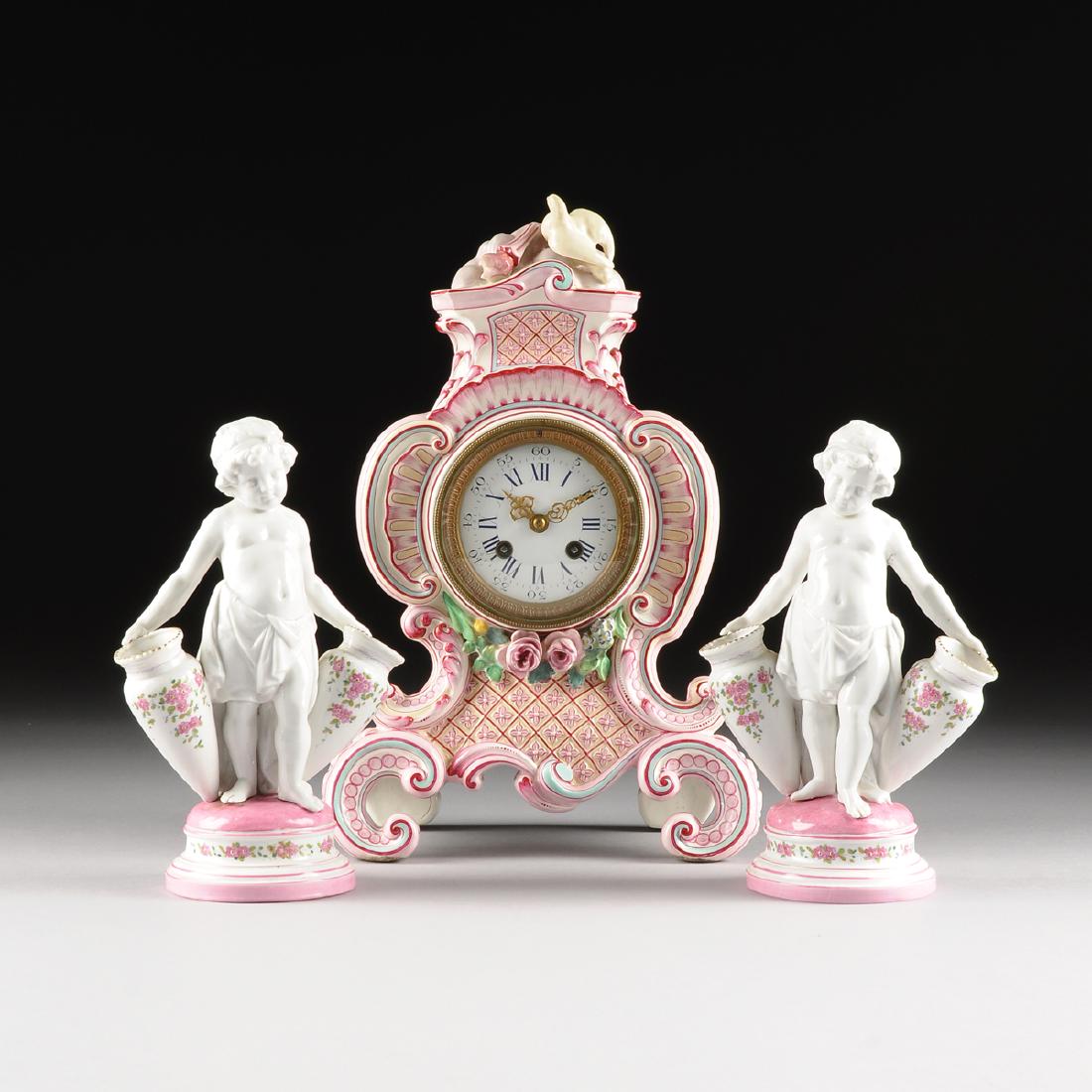A THREE PIECE ROCOCO REVIVAL PINK GROUND CERAMIC (1 of 18)