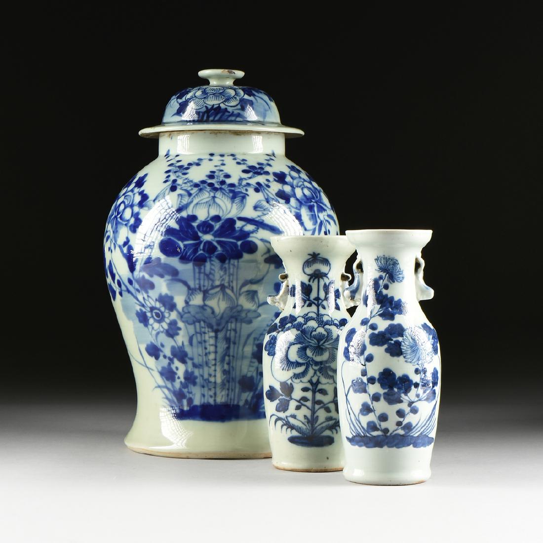 AN ASSEMBLED THREE PIECE CHINESE BLUE AND CELADON (1 of 15)