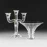 TWO CONTEMPORARY TRANSPARENT CRYSTAL WARES, LATE 20TH