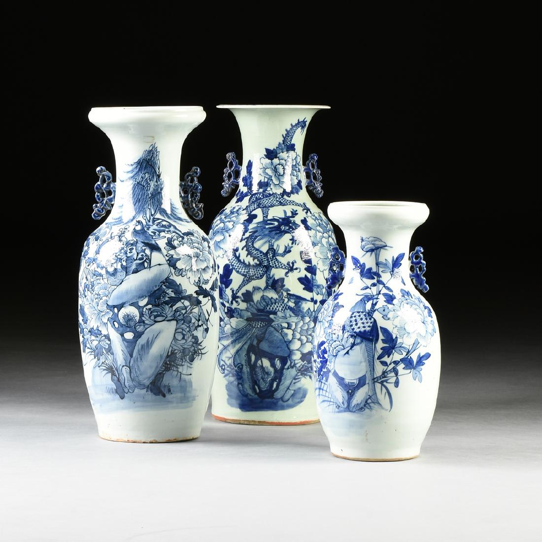 AN ASSEMBLED GROUP OF THREE CHINESE BLUE ENAMELED WHITE (1 of 13)