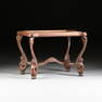 ITALIAN ART NOUVEAU MAHOGANY GLASS TRAY TOP TEA TABLE,