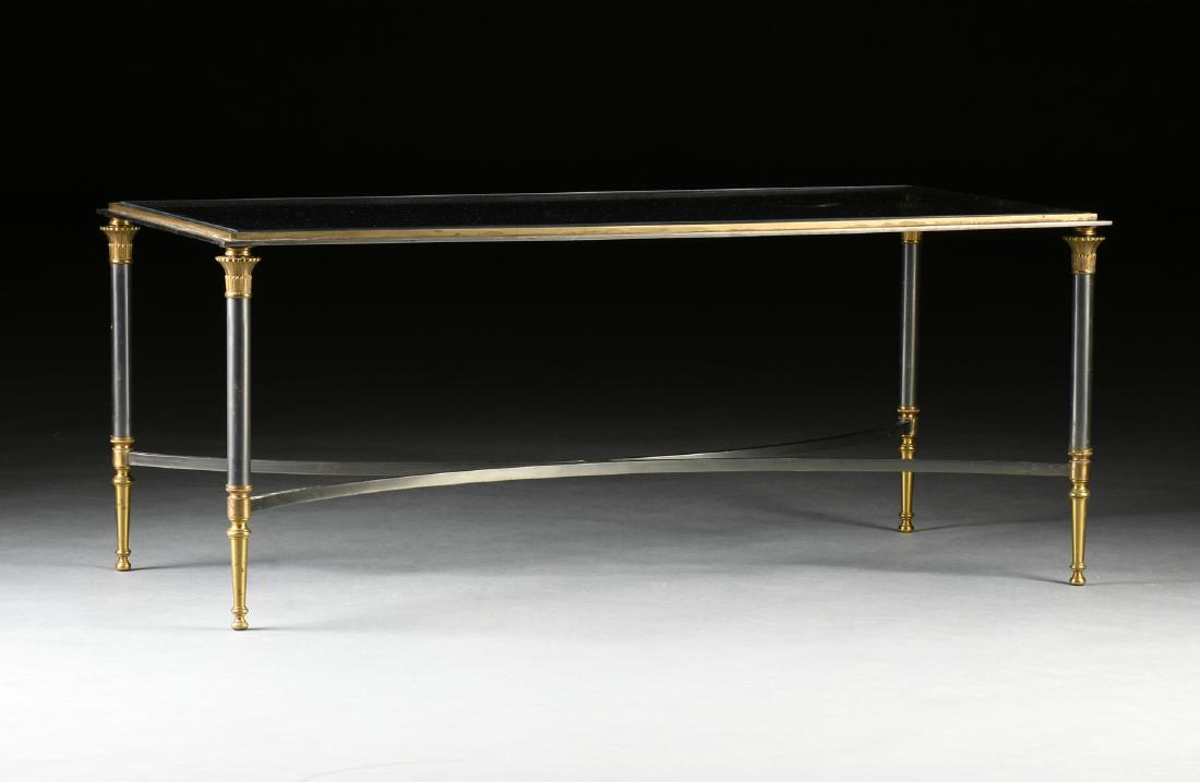 A HOLLYWOOD REGENCY STYLE GLASS TOPPED BRASS MOUNTED (1 of 4)