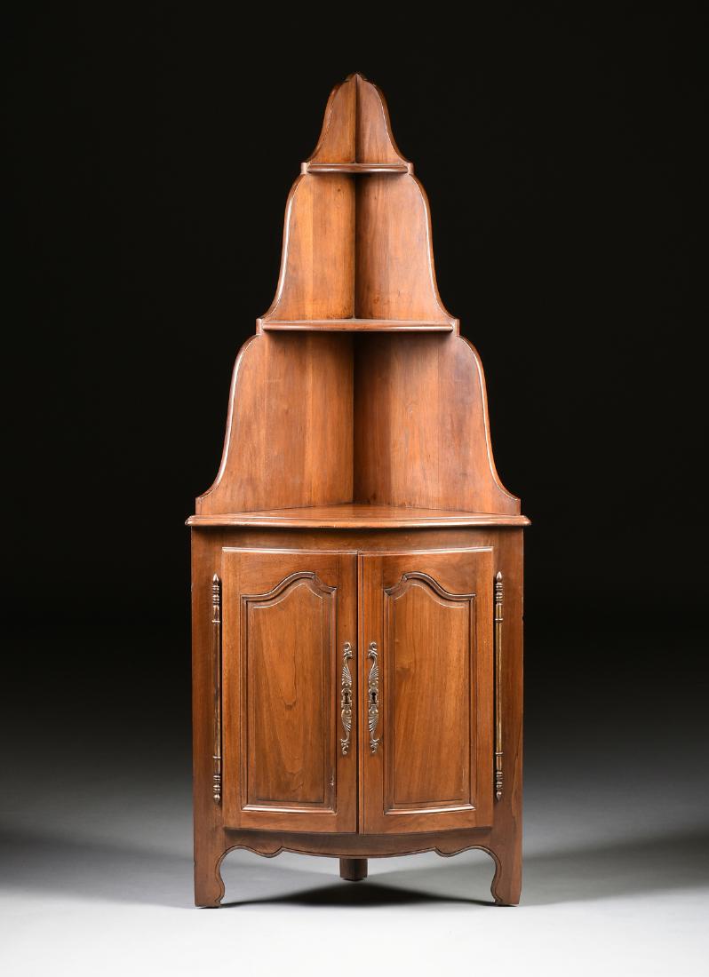 A LOUIS XV STYLE CARVED WALNUT CORNER CABINET, EARLY (1 of 11)