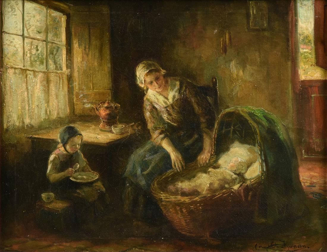 after BERNARD POTHAST (Dutch 1882-1966) A PAINTING,: after BERNARD POTHAST (Dutch 1882-1966) A PAINTING, "Mother and Child," possibly Hendrik Theodorus de Court Onderwater, signed L/R. 22" x 28"