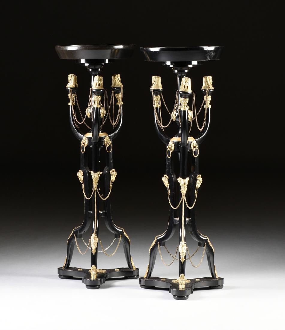A PAIR OF EGYPTIAN REVIVAL GILT BRONZE ORMOLU MOUNTED (1 of 10)