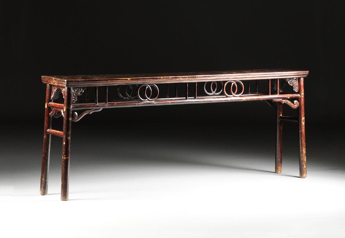 A VINTAGE CHINESE DARK RED LACQUERED AND CARVED WOOD (1 of 9)