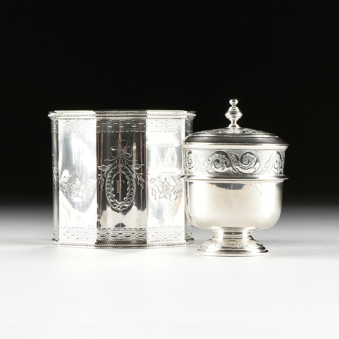 A PORTUGUESE SILVER TEA CADDY AND A MEXICAN STERLING (1 of 11)