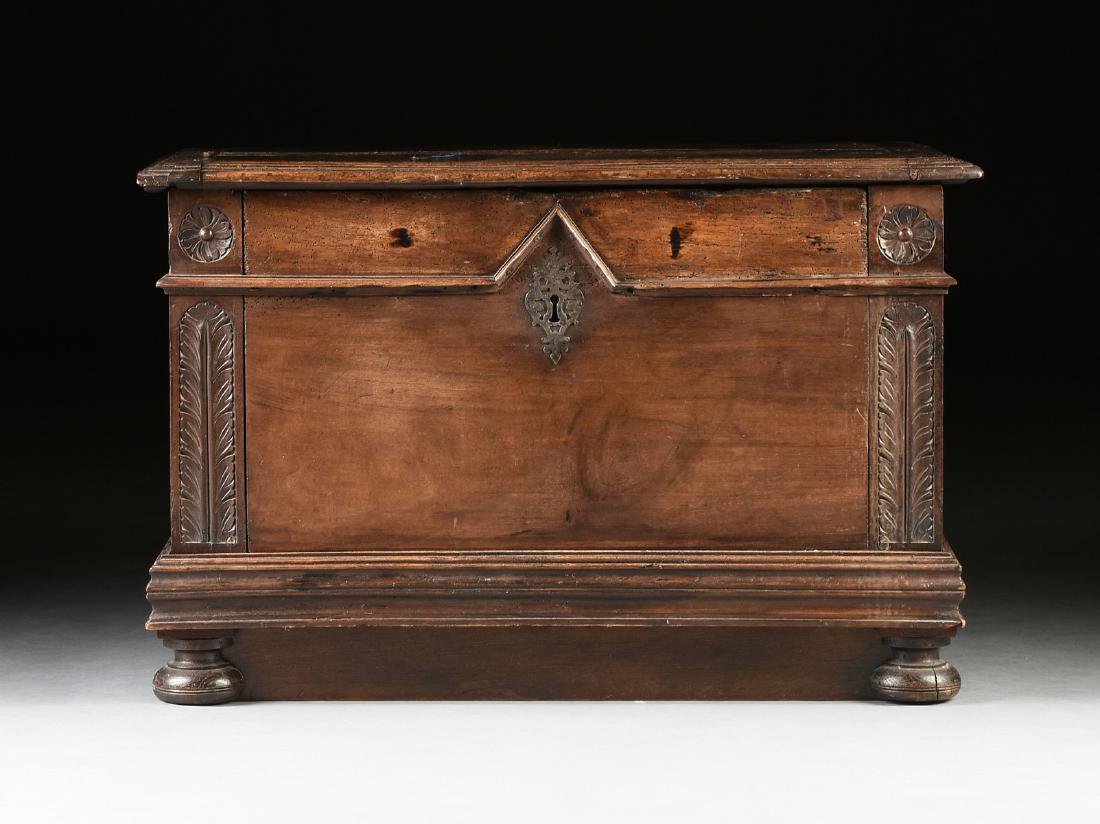 AN ANTIQUE DUTCH/ ENGLISH CARVED WALNUT CHEST, (1 of 10)
