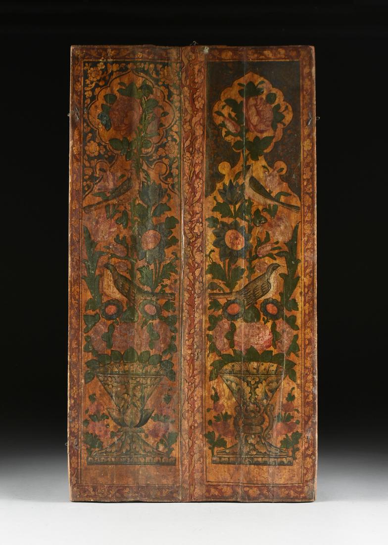 A DUAL SIDED PARCEL GILT POLYCHROME CHINOISERIE PANEL (1 of 2)