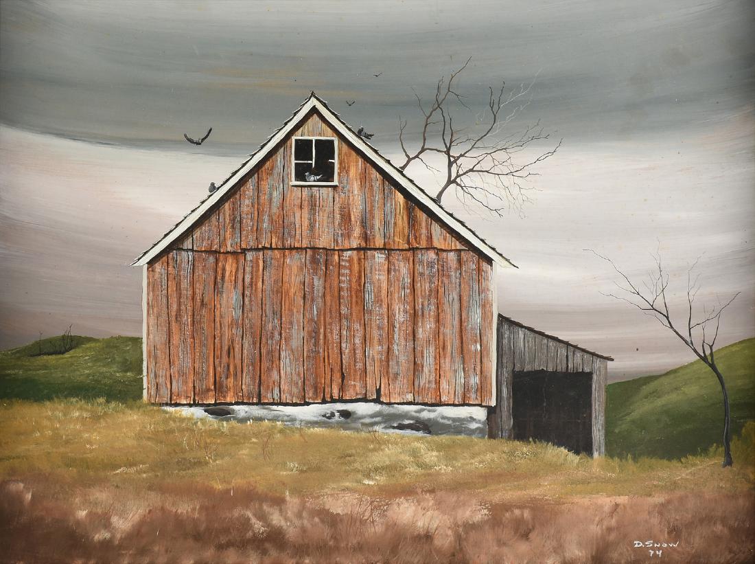 AMERICAN SCHOOL, A PAINTING, "Barn with Birds in Stormy (1 of 5)
