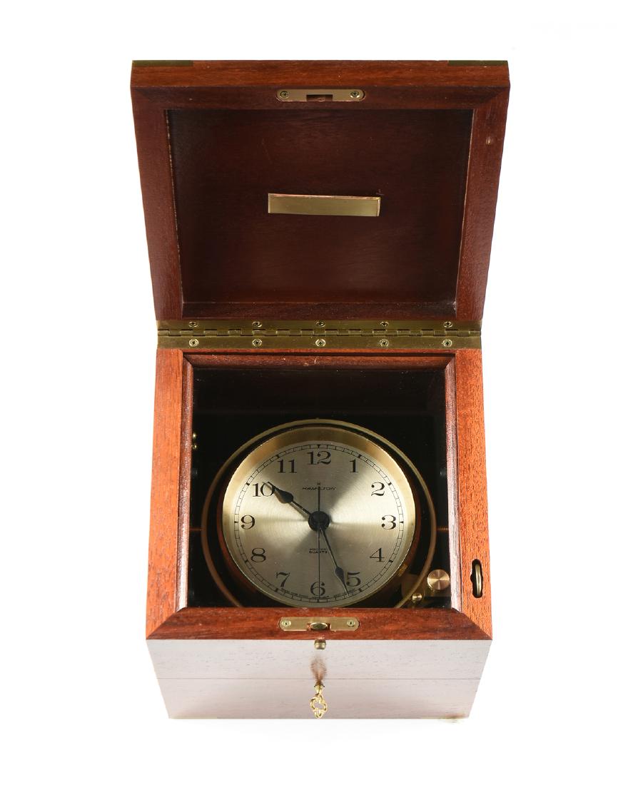 A HAMILTON ELECTRONIC QUARTZ BRASS AND MAHOGANY BOXED (1 of 4)