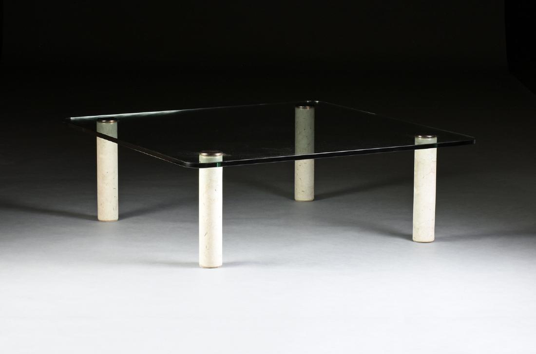 AN AMERICAN GLASS, BRASS, AND TRAVERTINE MARBLE (1 of 1)