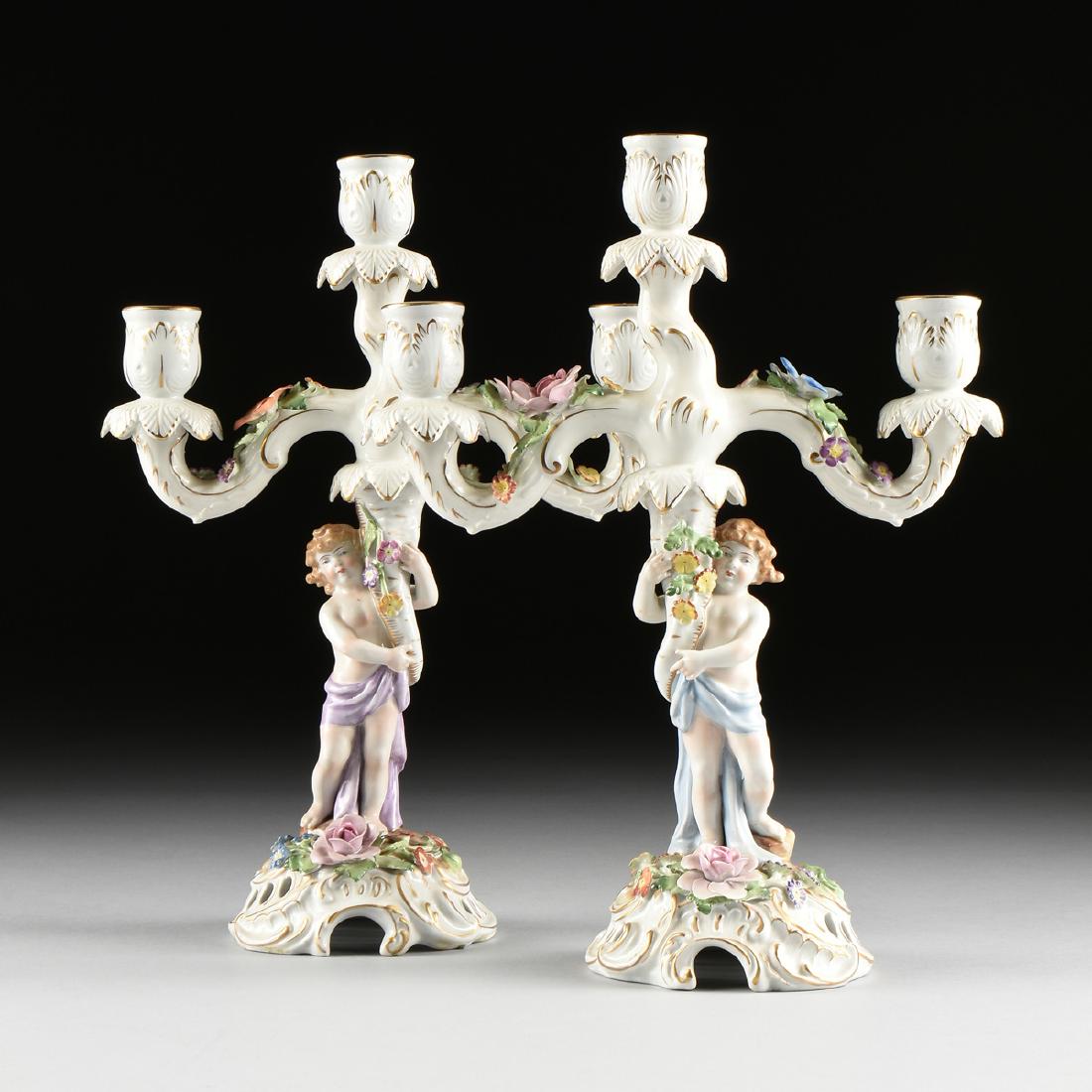 A PAIR OF VON SCHIERHOLZ PARCEL GILT POLYCHROME THREE (1 of 15)