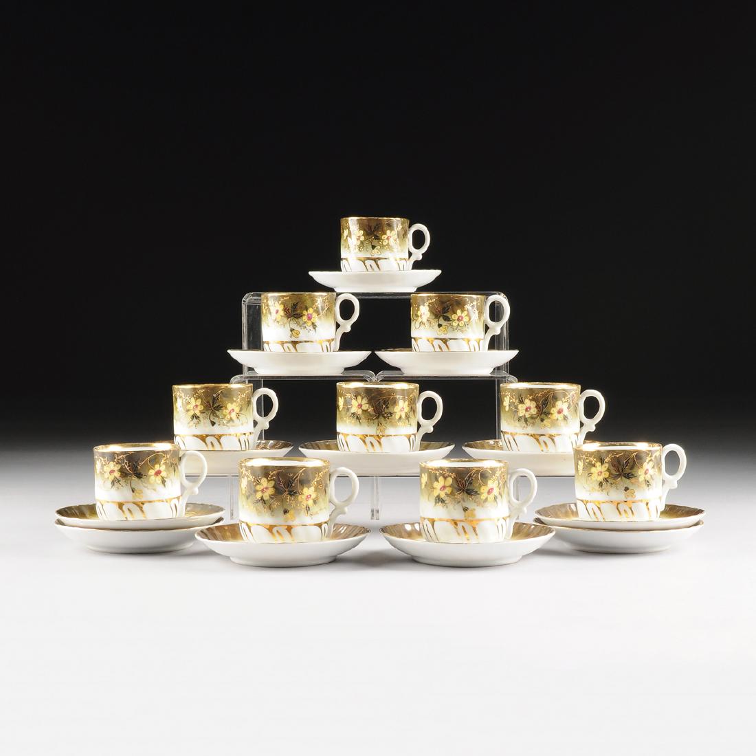 A SET OF TEN VICTORIAN PARCEL GILT AND POLYCHROME (1 of 5)