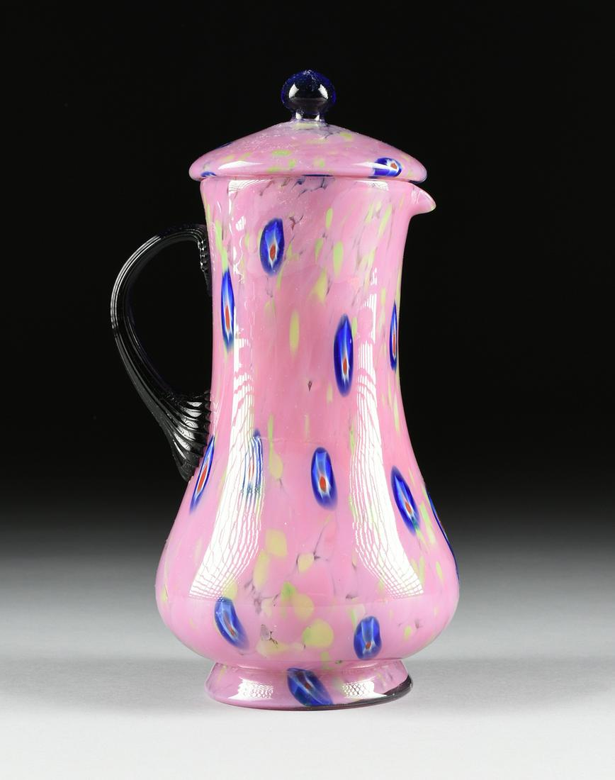 AN ITALIAN CASED ART GLASS PITCHER WITH LID, PROBABLY (1 of 7)