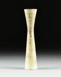 CARL-HARRY STALHANE (Swedish 1920-1990) A GLAZED: CARL-HARRY STALHANE (Swedish 1920-1990) A GLAZED STONEWARE VASE, FOR RORSTRAND, LIDKOPING, SWEDEN, circa 1960, of waisted baluster form with gray and beige matte harefur glaze, marked. Height: 12