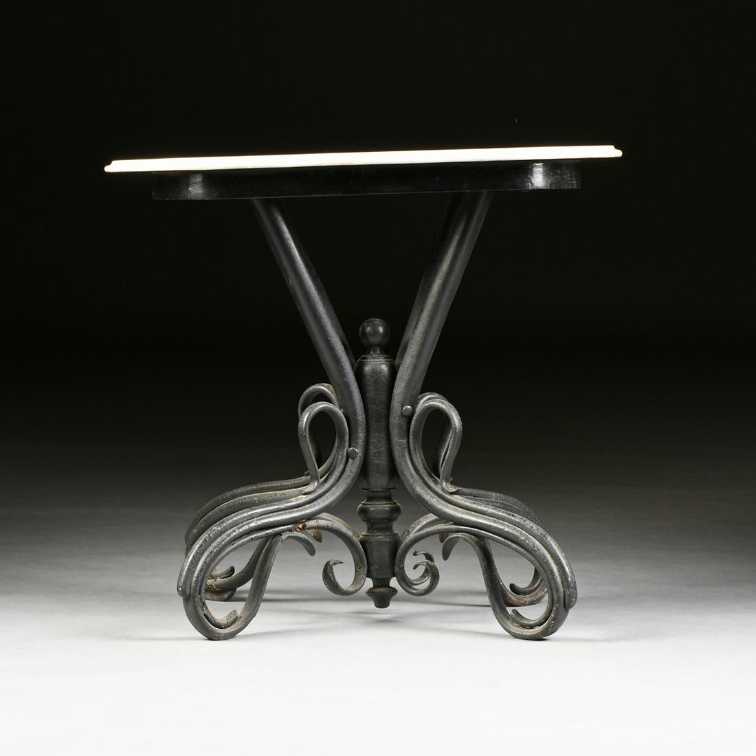 A CONTINENTAL VICTORIAN MARBLE TOP BLACK LACQUERED (1 of 8)