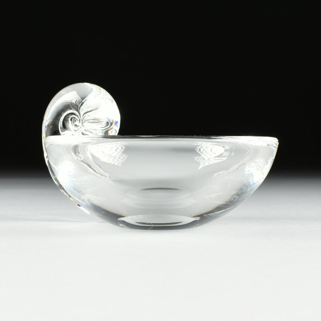 JOHN DREVES (American 1903-2012) A CRYSTAL OLIVE DISH, (1 of 4)