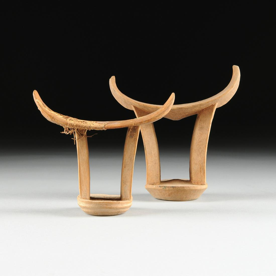 TWO VINTAGE EAST AFRICAN CARVED WOOD HEADRESTS, (1 of 12)