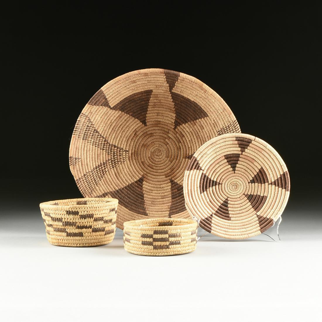 A GROUP OF FOUR NATIVE AMERICAN WOVEN BASKETS, (1 of 14)
