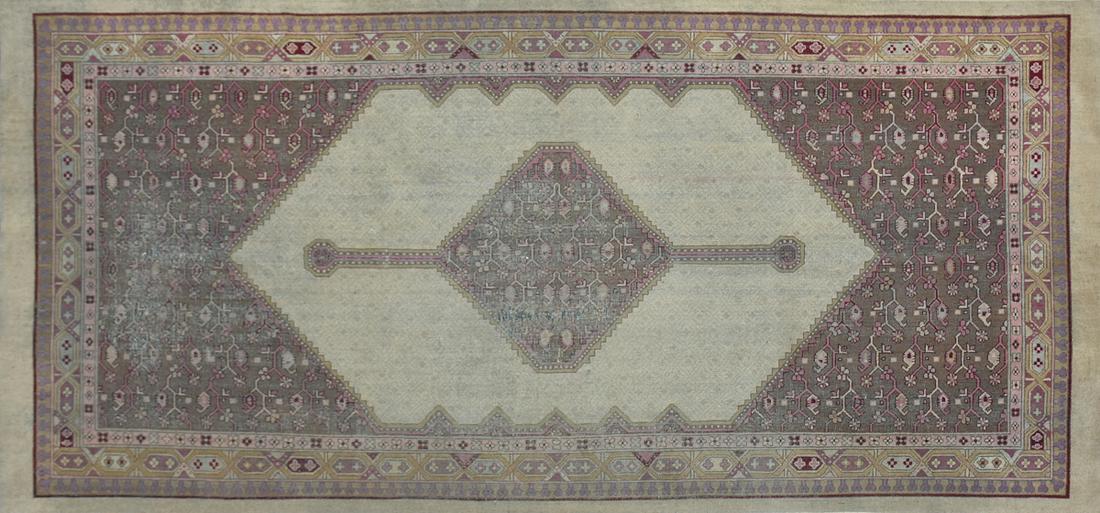 A SEM ANTIQUE BIJAR CREAM AND MAUVE GROUND CARPET, (1 of 4)