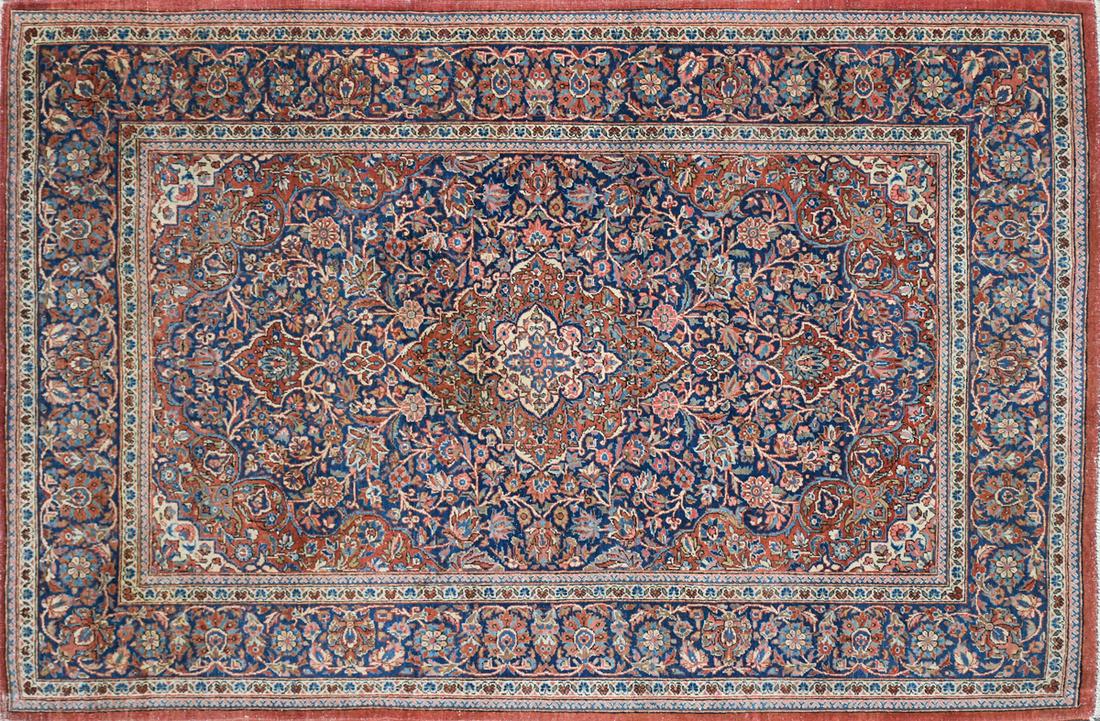 A SEMI ANTIQUE PERSIAN TABRIZ DEEP BLUE GROUND CARPET, (1 of 5)
