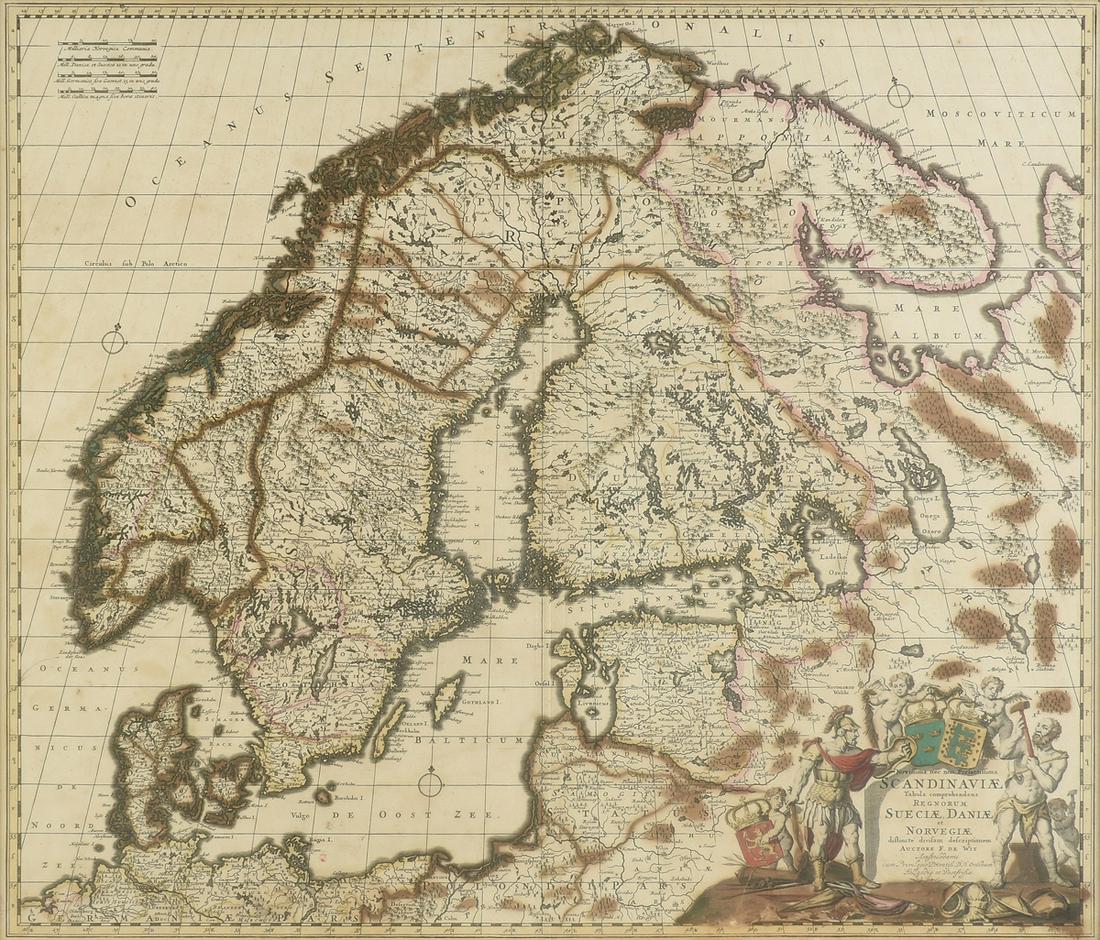 AN ANTIQUE SCANDINAVIA MAP, "Novissima nec non (1 of 10)