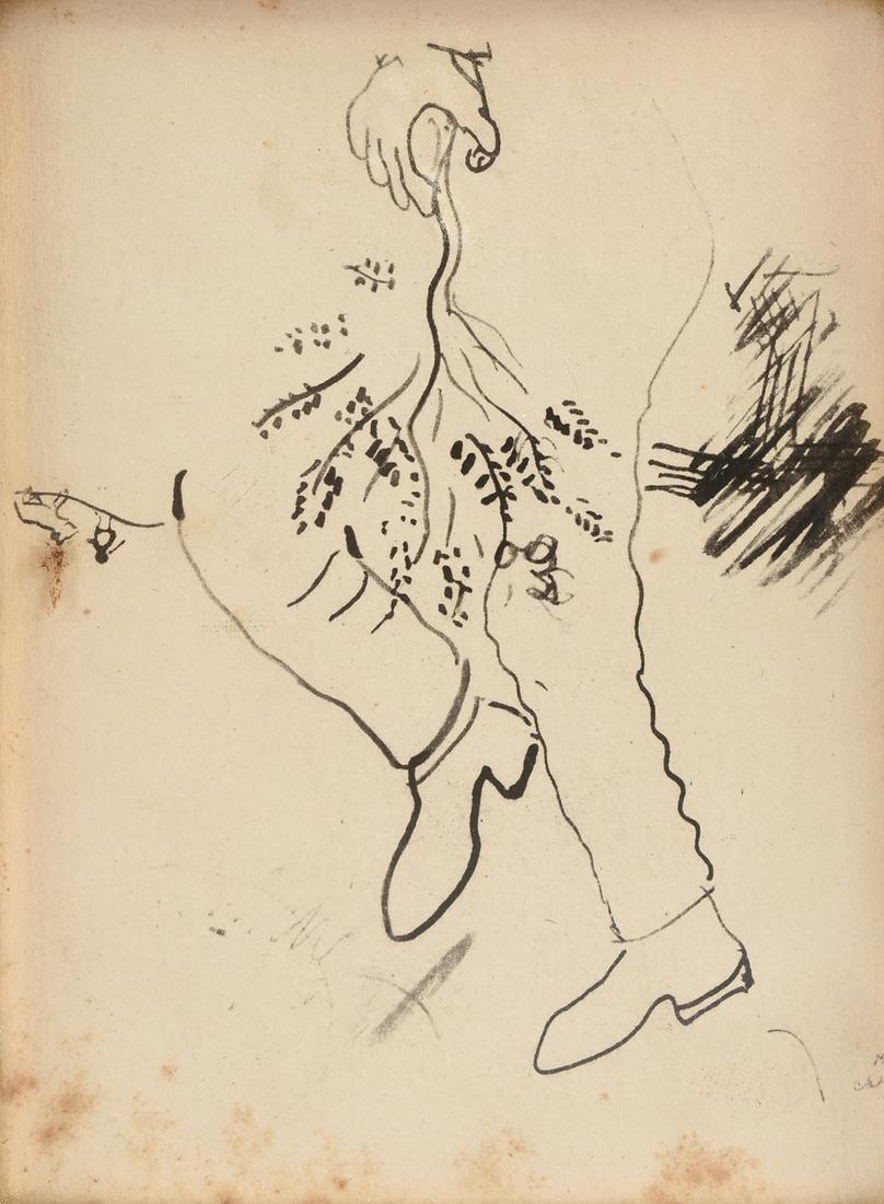 MARC CHAGALL (French 1887-1985) A VINTAGE SIGNED: MARC CHAGALL (French 1887-1985) A VINTAGE SIGNED GREETING CARD, "Avec nos meilleurs Voeux de Bonheur," Chagall has penned a note to the inside, "Puor 1959! Nous esprevous beaucoup de vous revoir cette