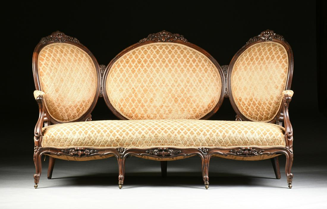 A LOUIS XV STYLE ROSEWOOD SETTEE, 1840-1870, IN THE (1 of 11)