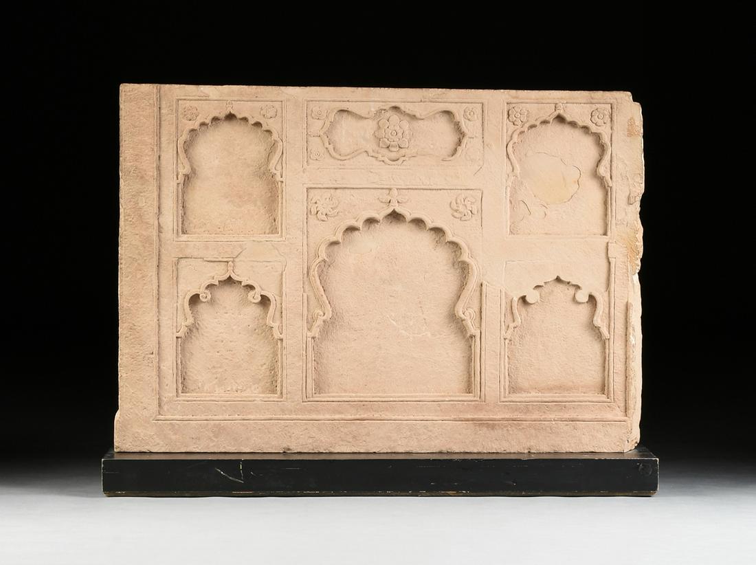 A PINK SANDSTONE CHINI KANA PANEL FRAGMENT, INDIA, (1 of 8)