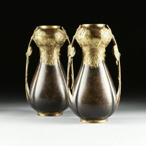 LEON KANN (French 1859-1925) A PAIR OF ART NOUVEAU GILT