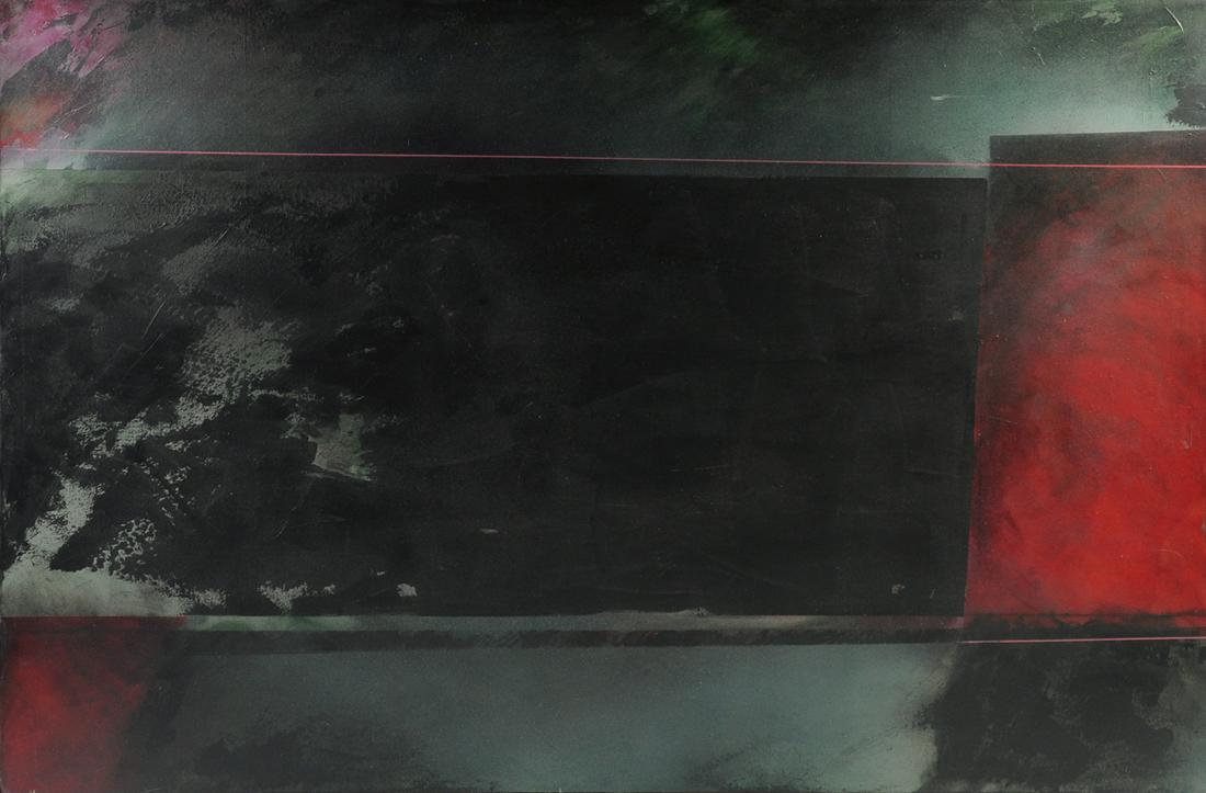 ROBERT RECTOR (American 20th Century) A PAINTING, "Just: ROBERT RECTOR (American 20th Century) A PAINTING, "Just Before Dawn," acrylic on canvas, signed verso. 73" x 49"