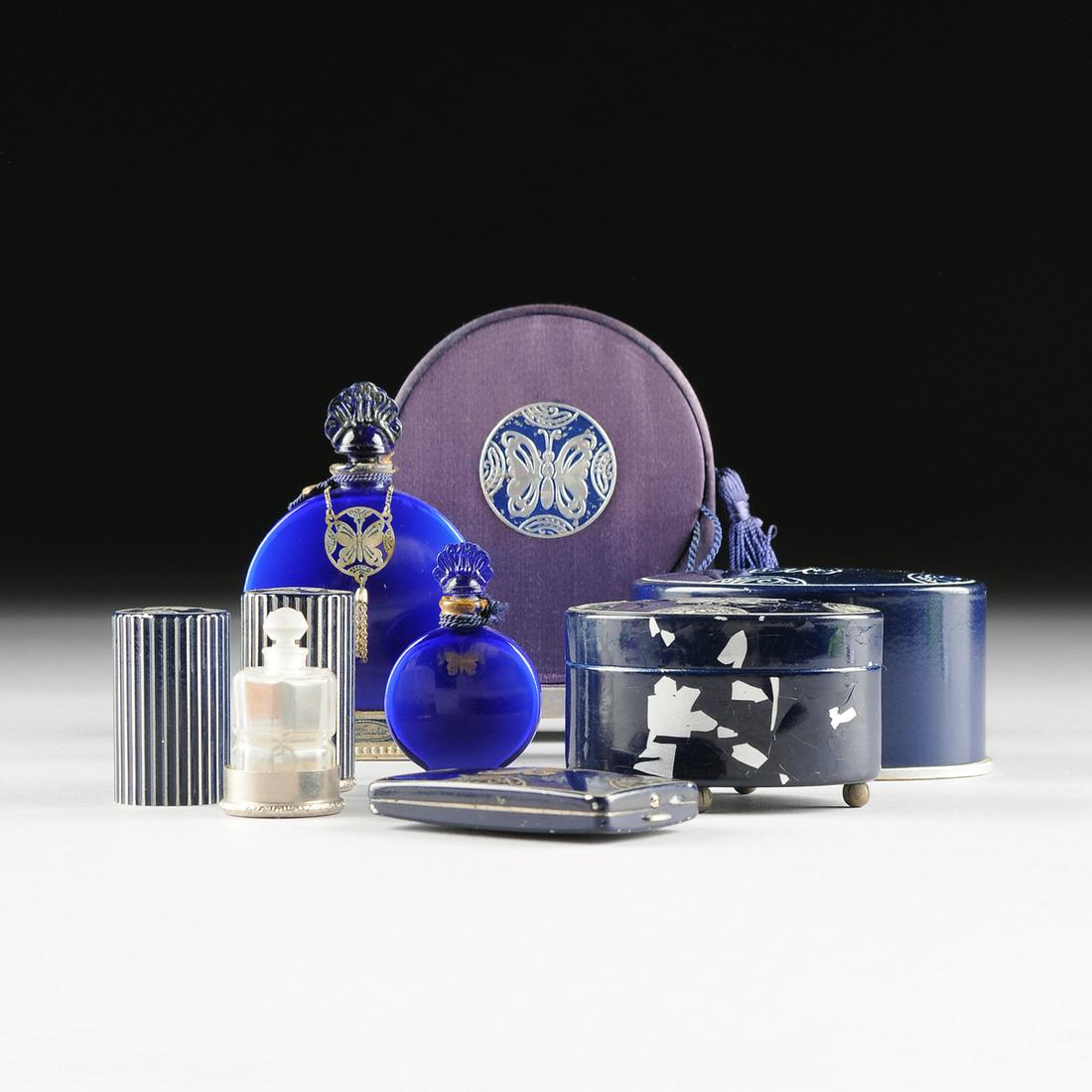 SEVEN ART DECO COBALT BLUE COSMETICS CASES AND PERFUME (1 of 18)