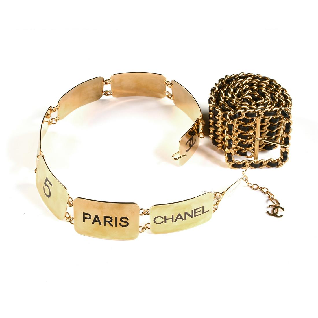 TWO VINTAGE CHANEL GOLD FINISH BELTS, LATE 20TH (1 of 7)