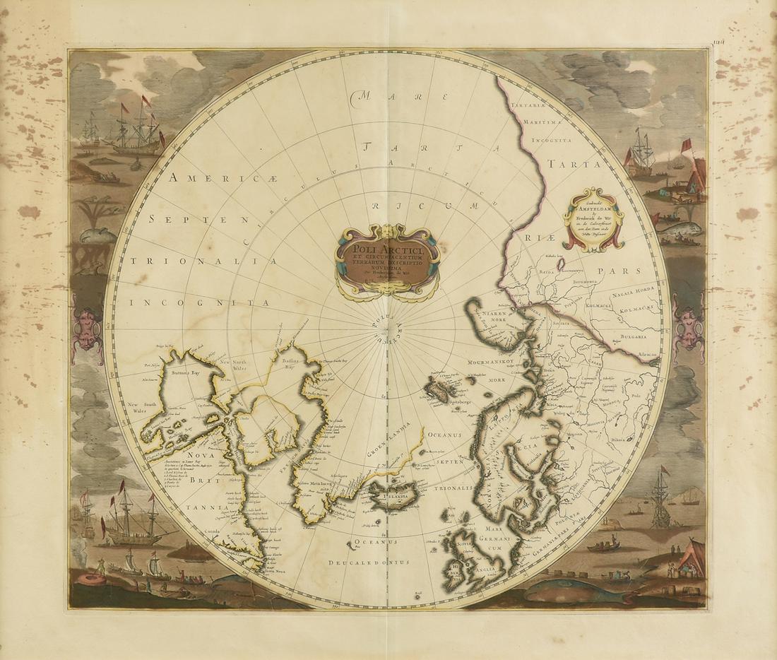 AN ANTIQUE MAP, "Poli Arctici et Circumiacentium (1 of 9)