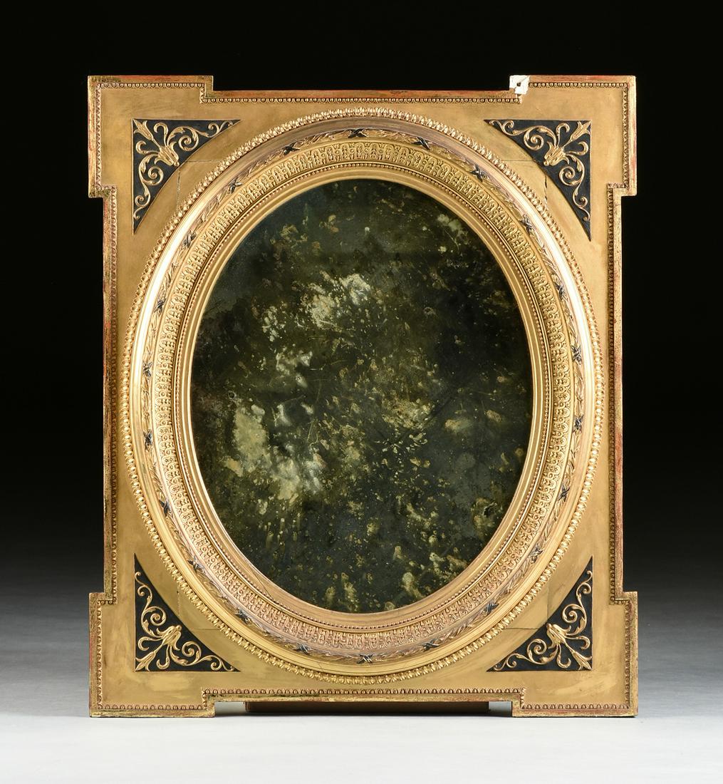 A LOUIS XIV STYLE PARCEL GILT AND EBONIZED MIRROR, LAST (1 of 4)