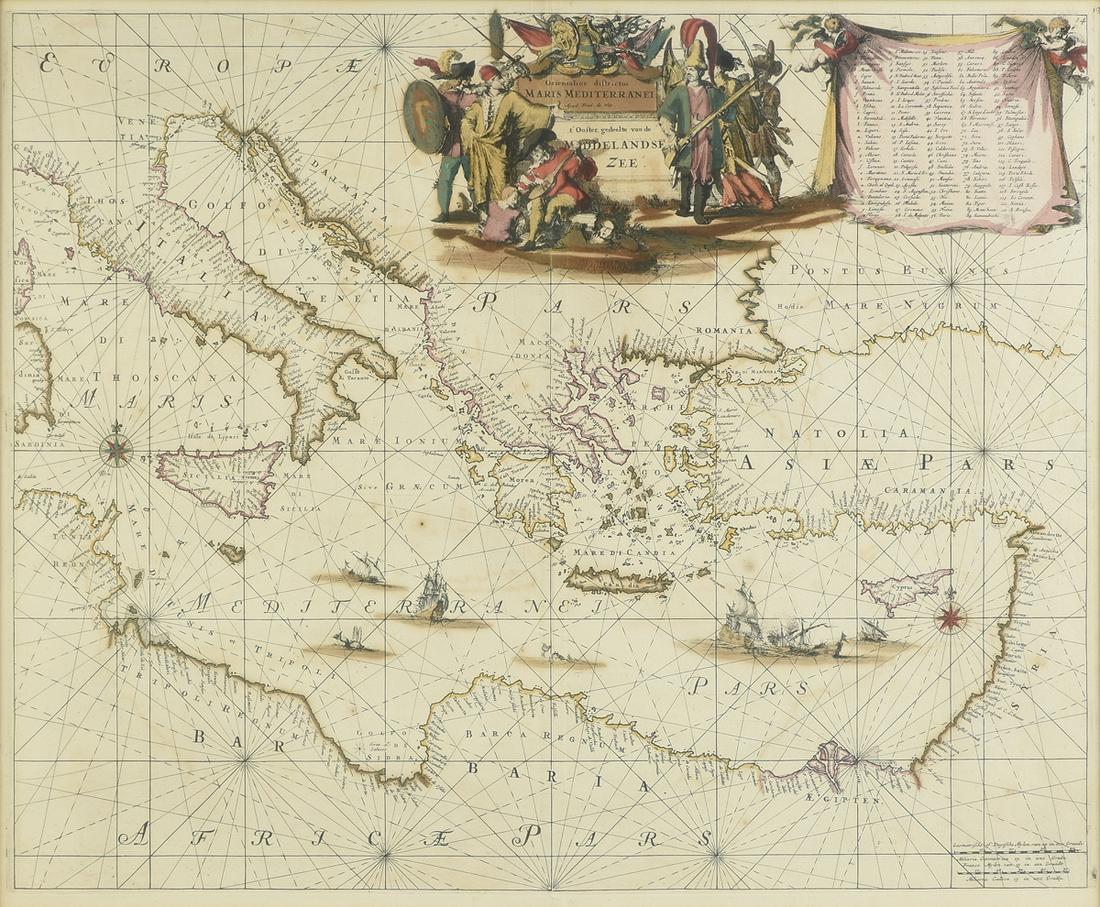 AN ANTIQUE MAP, "Orrientalior Districtus Maris (1 of 10)