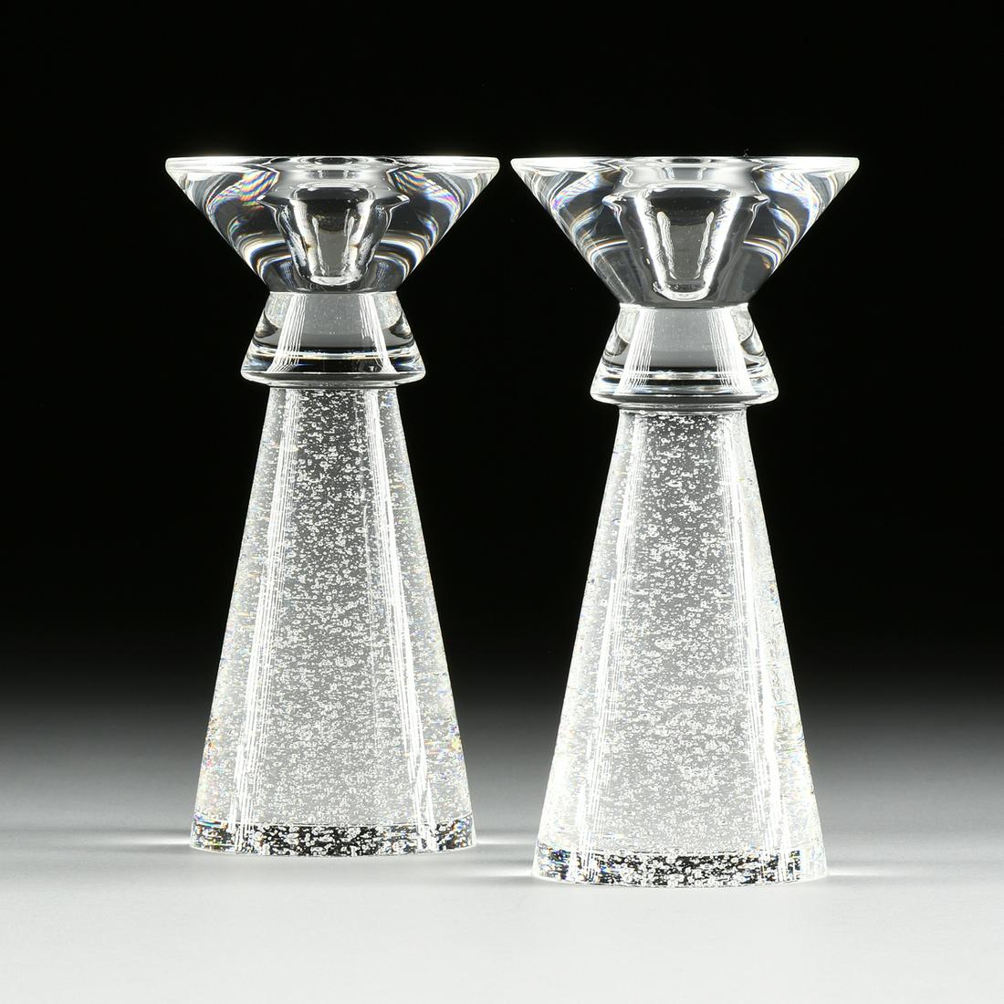 DAVID DOWLER (AMERICAN b. 1945) A PAIR OF STEUBEN CLEAR (1 of 5)