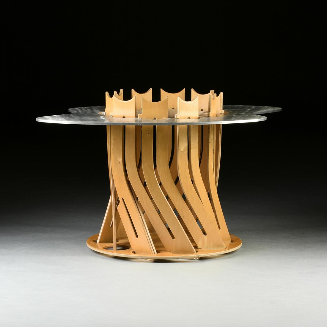 A CONTEMPORARY BRUSHED ALUMINUM AND BIRCH PLYWOOD (1 of 5)