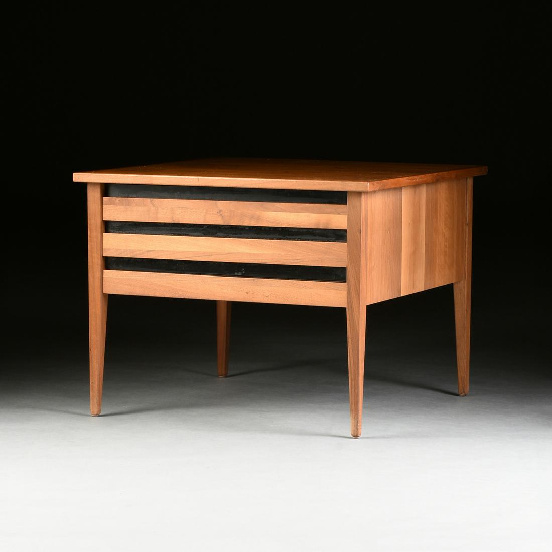A NEAR PAIR OF DILLINGHAM MODERN WALNUT SIDE TABLES, (1 of 12)
